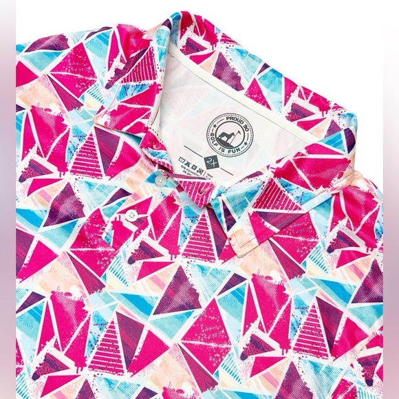 Proud 90 Men’s Golf Polo Shirt Colorful
Bright Mosaic Print Size 2X - Picture 2 of 7